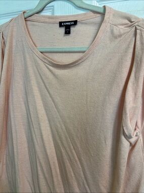 Express Women's Pale Pink Cold-Shoulder Short Sleeve Tee